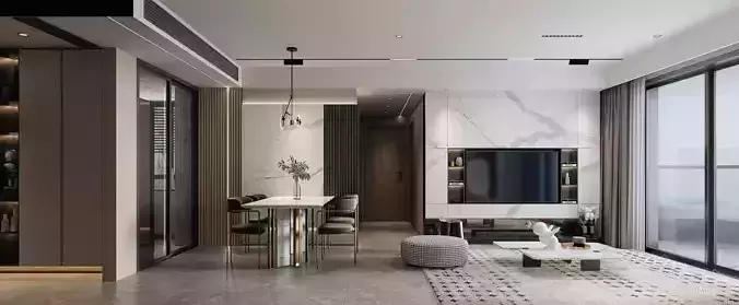 3DSMAX - Modern Dining Room Scene - Vray Render