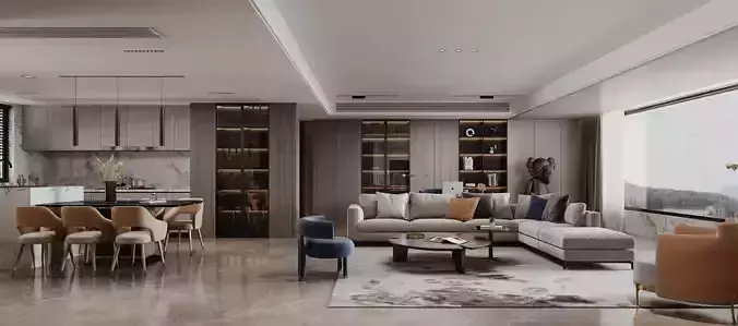 3DSMAX - Modern Dining Room Scene - Vray Render