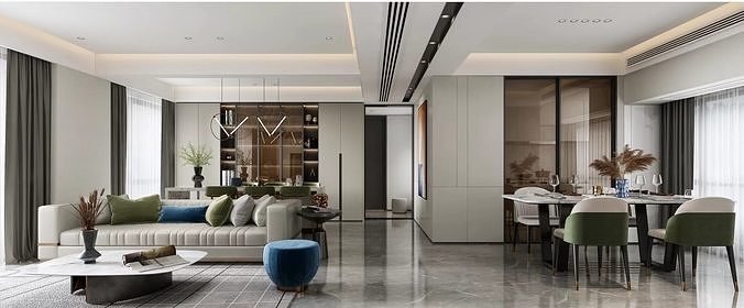 3DSMAX - Modern Dining Room Scene - Vray Render 3D model