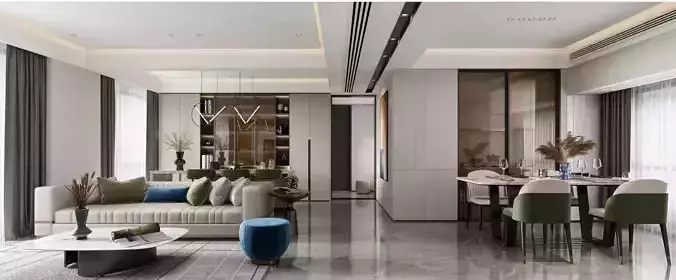 3DSMAX - Modern Dining Room Scene - Vray Render