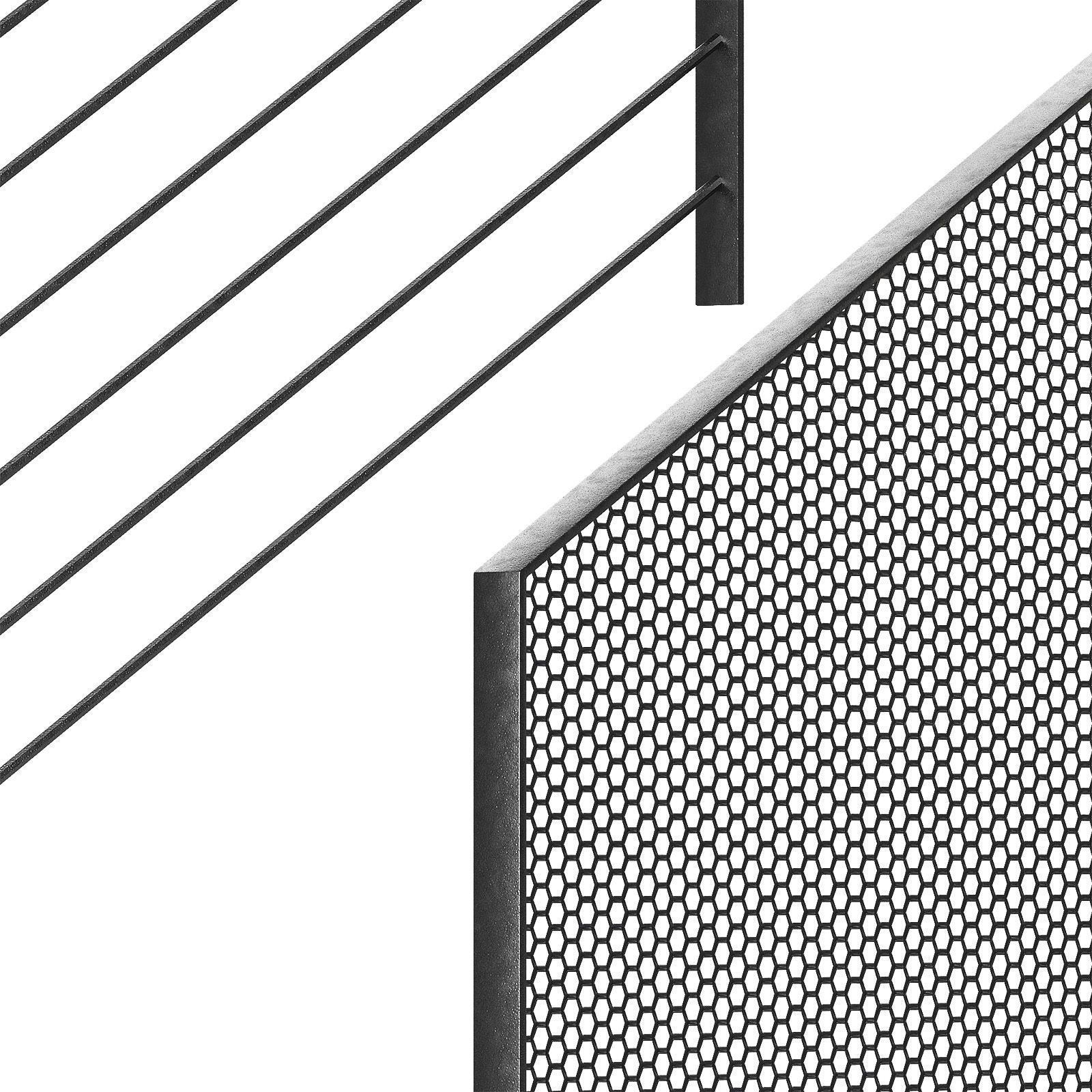 Modern metal railings 3 design options Editable splines option 3D model_3