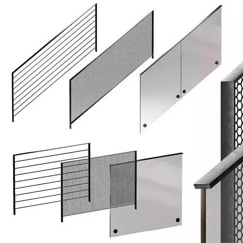 Modern metal railings 3 design options Editable splines option