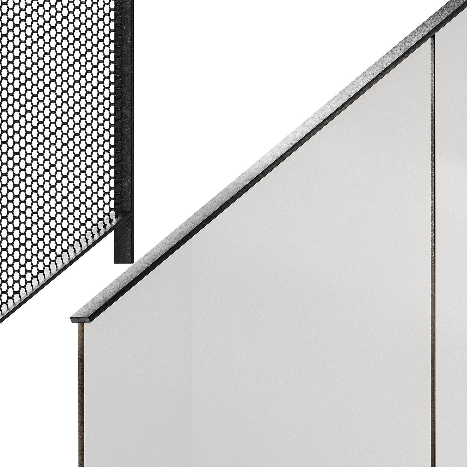 Modern metal railings 3 design options Editable splines option 3D model_4