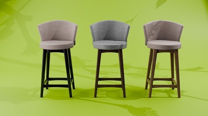 Anita Wooden Bar Chair 3d Model 3D model