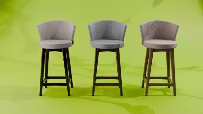 Anita Wooden Bar Chair 3d Model