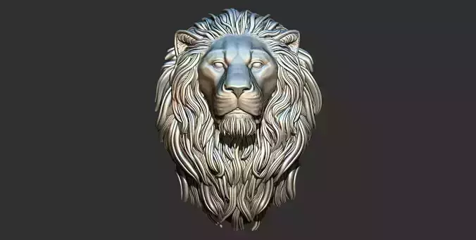 lion head bas relief 3d printable model cnc