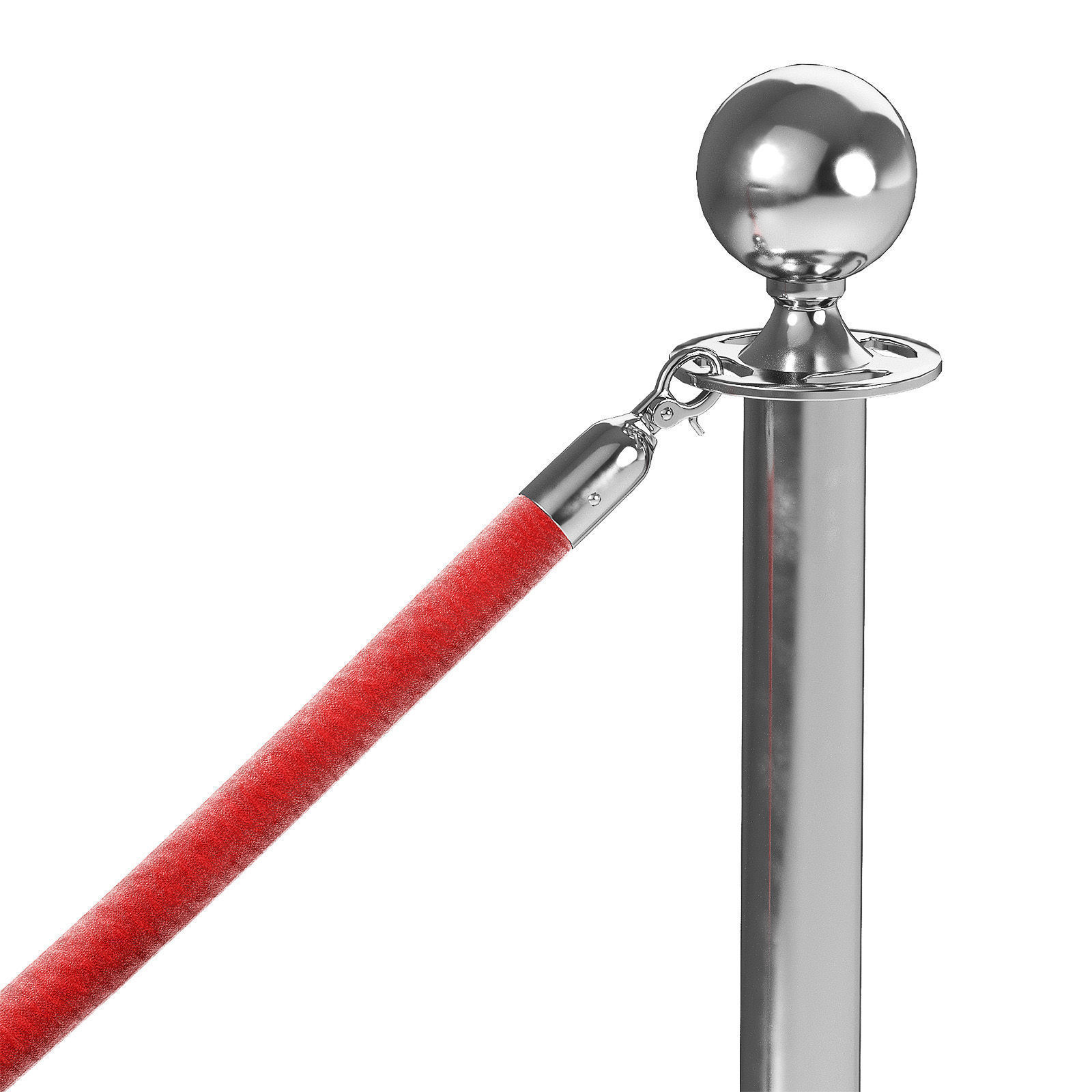 Crowd barrier velvet rope stanchion and signs 3D model_7