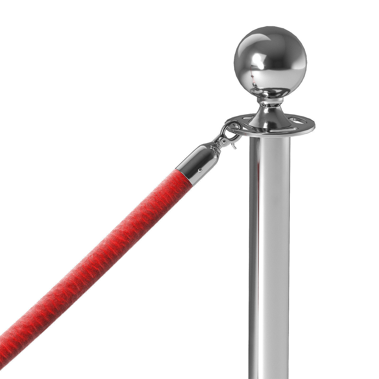 Crowd barrier velvet rope stanchion and signs 3D model_6