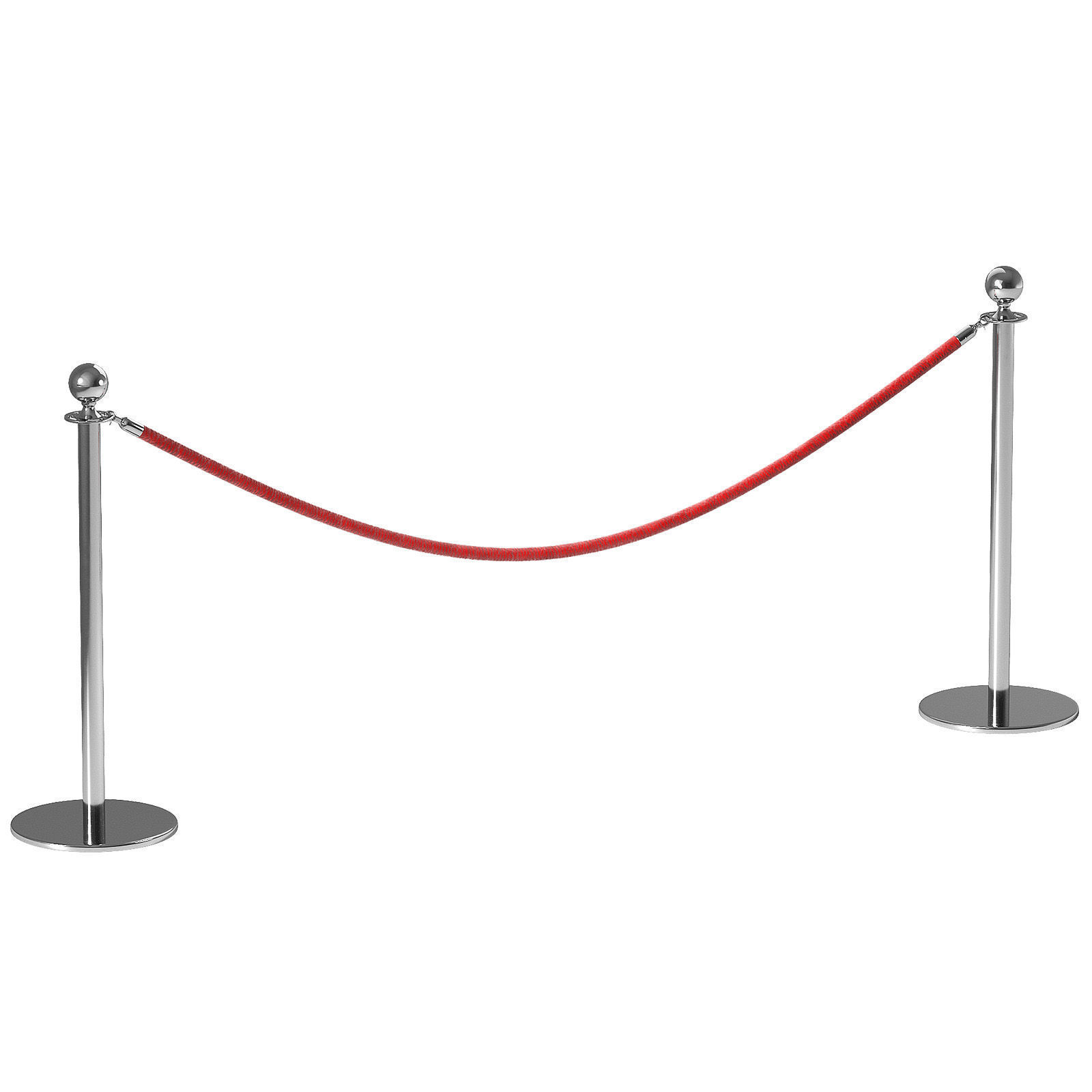 Crowd barrier velvet rope stanchion and signs 3D model_4