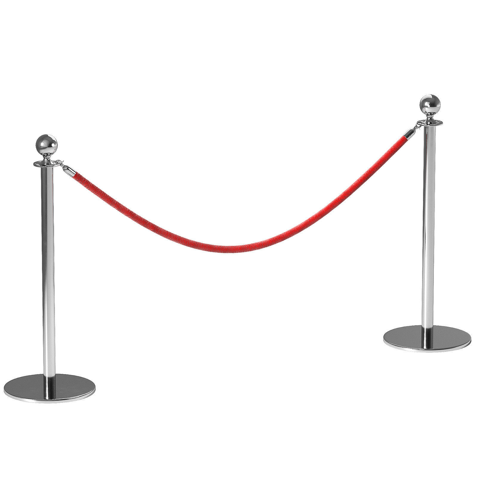 Crowd barrier velvet rope stanchion and signs 3D model_3