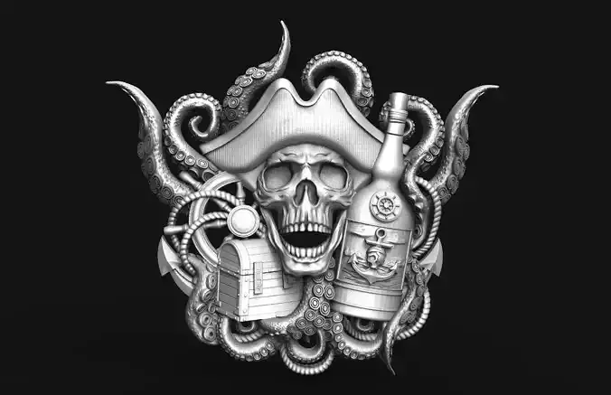 Pirate skull CNC 3d model
