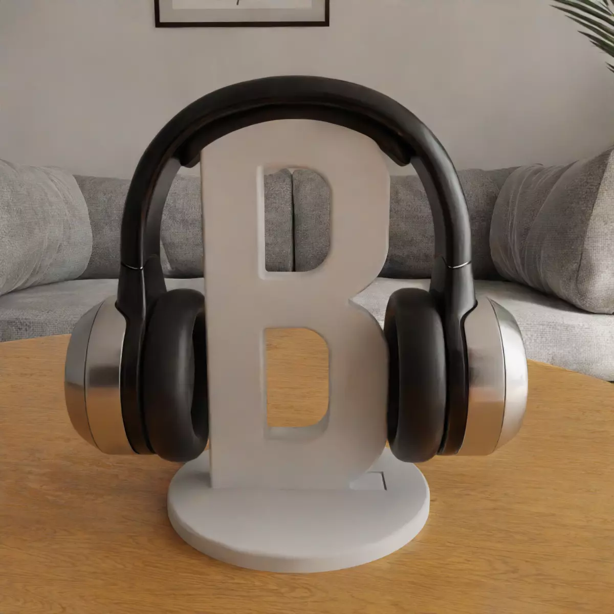 headphone holder stand letter B 3D print model