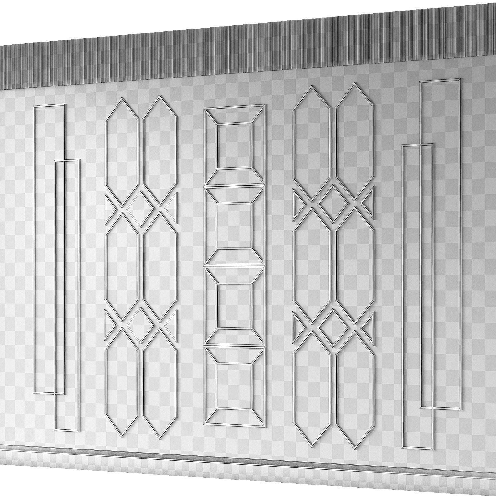 Wall composition with moldings Modern minimal geometric pattern 3D model_3
