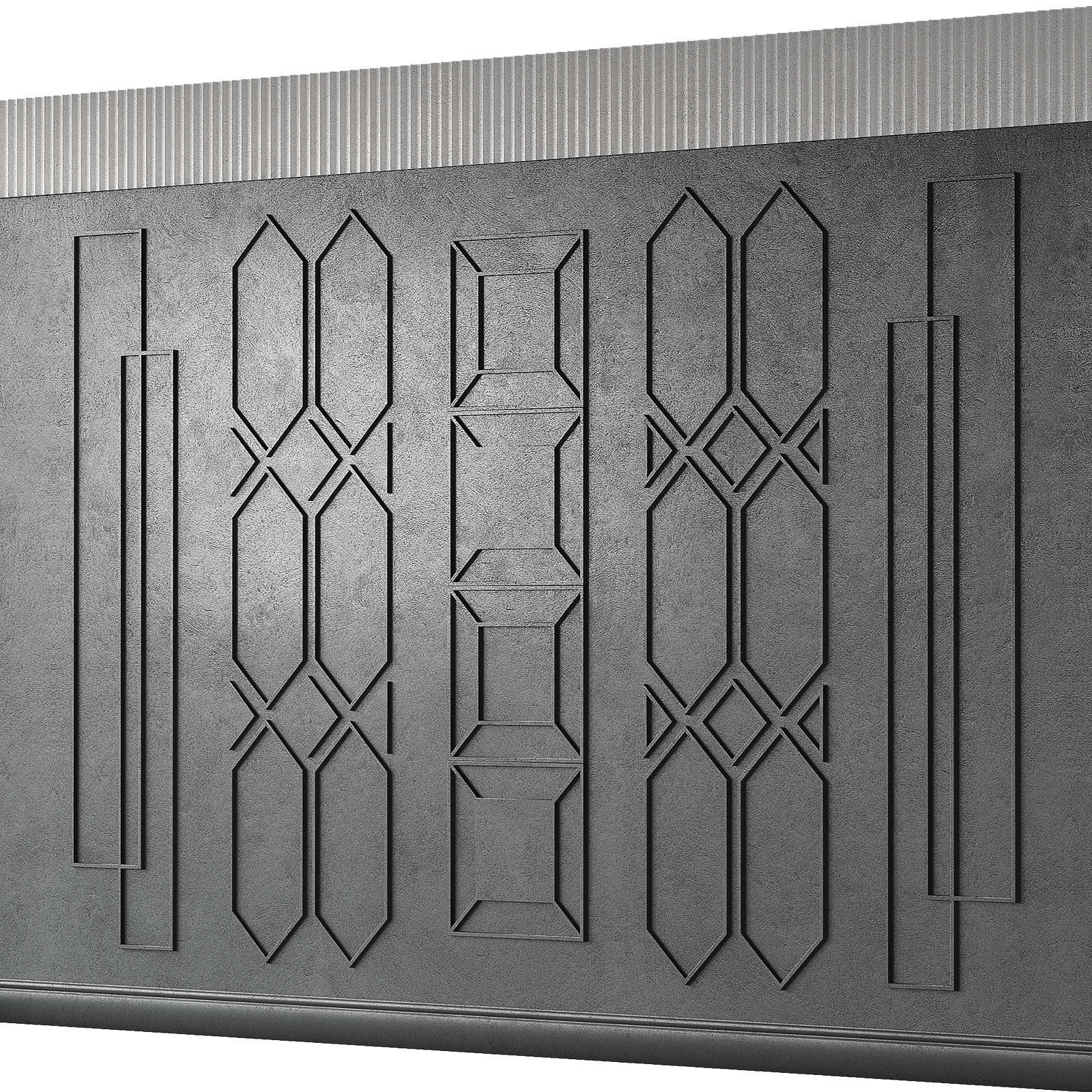 Wall composition with moldings Modern minimal geometric pattern 3D model_2