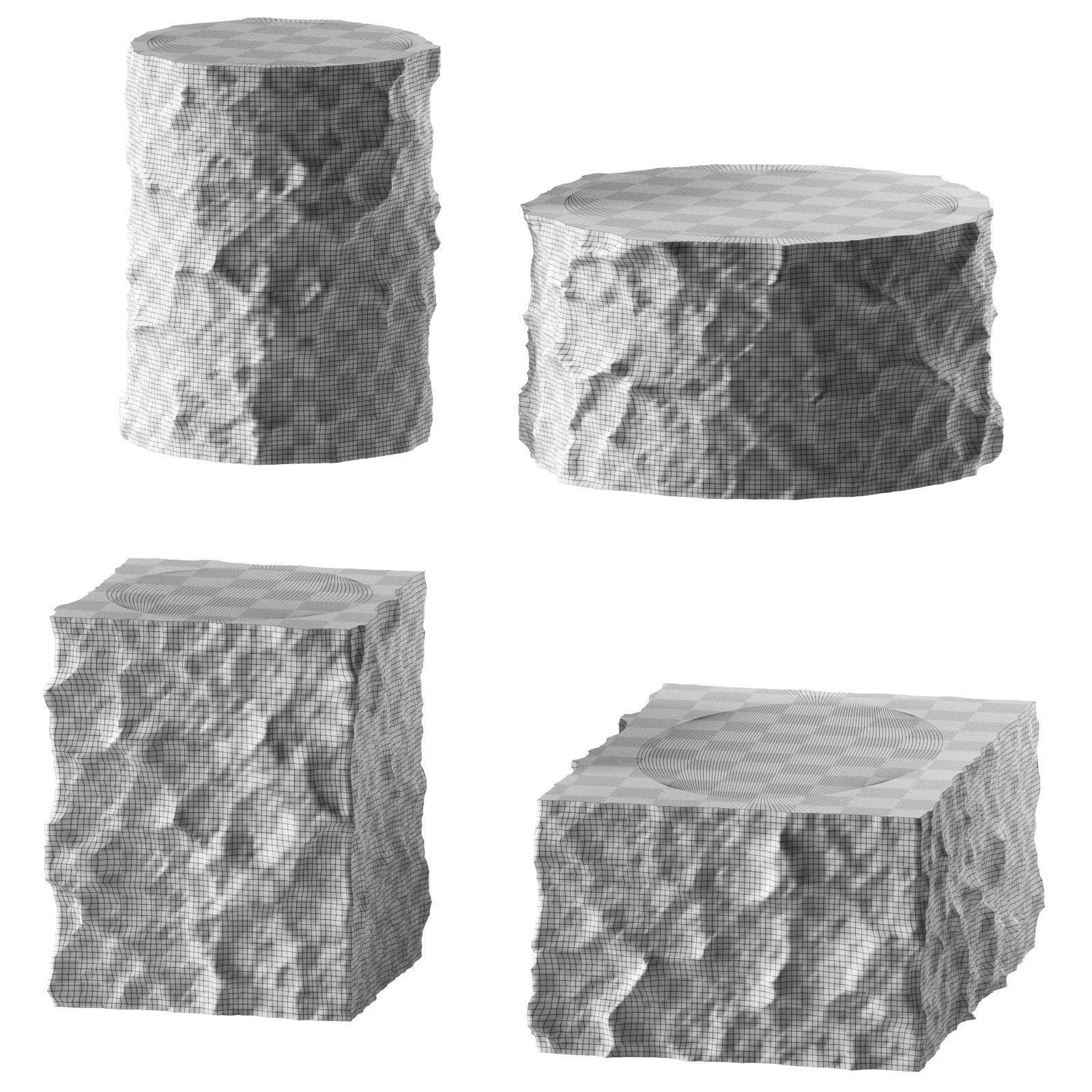 Stone coffee table collection Rough rock decorative shapes 3D model_9