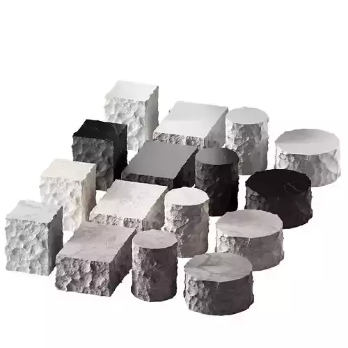 Stone coffee table collection Rough rock decorative shapes 3D model