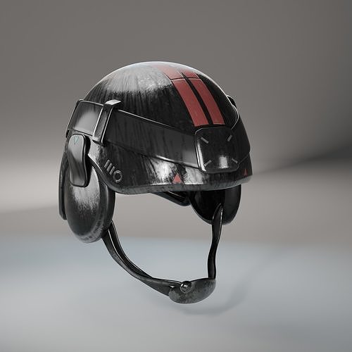 Futuristic Tactical Helmet with Red Stripes 3D Model Low-poly 3D model
