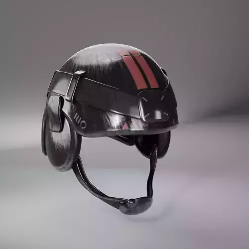 Futuristic Tactical Helmet with Red Stripes 3D Model