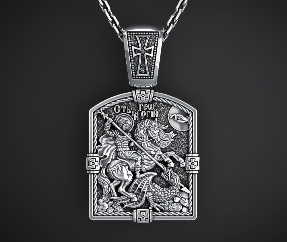 ORTHODOX PENDANT WITH ST GEORGE THE VICTORIOUS Printable Model 3D print model_1