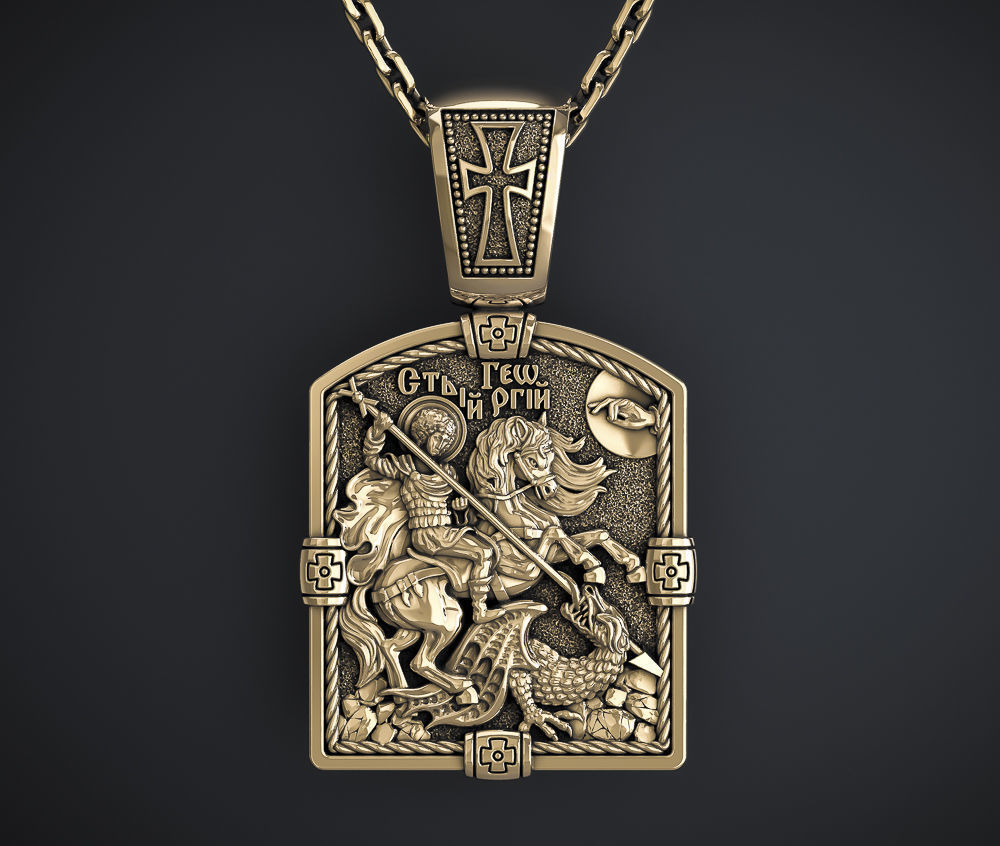 ORTHODOX PENDANT WITH ST GEORGE THE VICTORIOUS Printable Model 3D print model_0