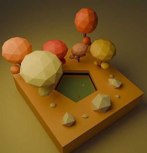 Low Poly 3D Typography Environment  Stylized Geometric Free 3D print model