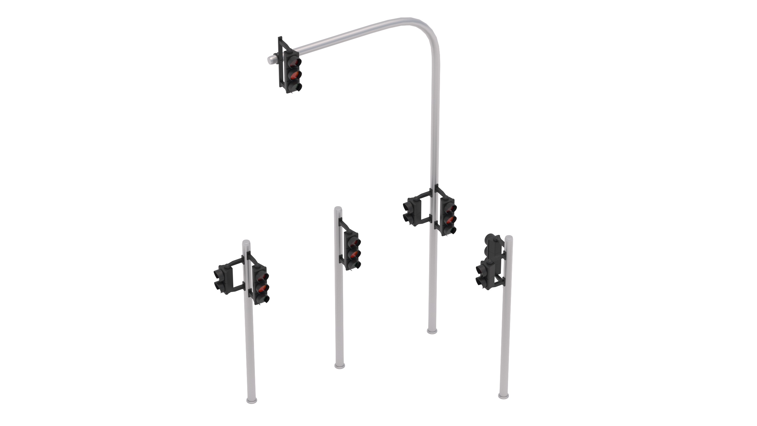 Traffic Light Set 3D model_2