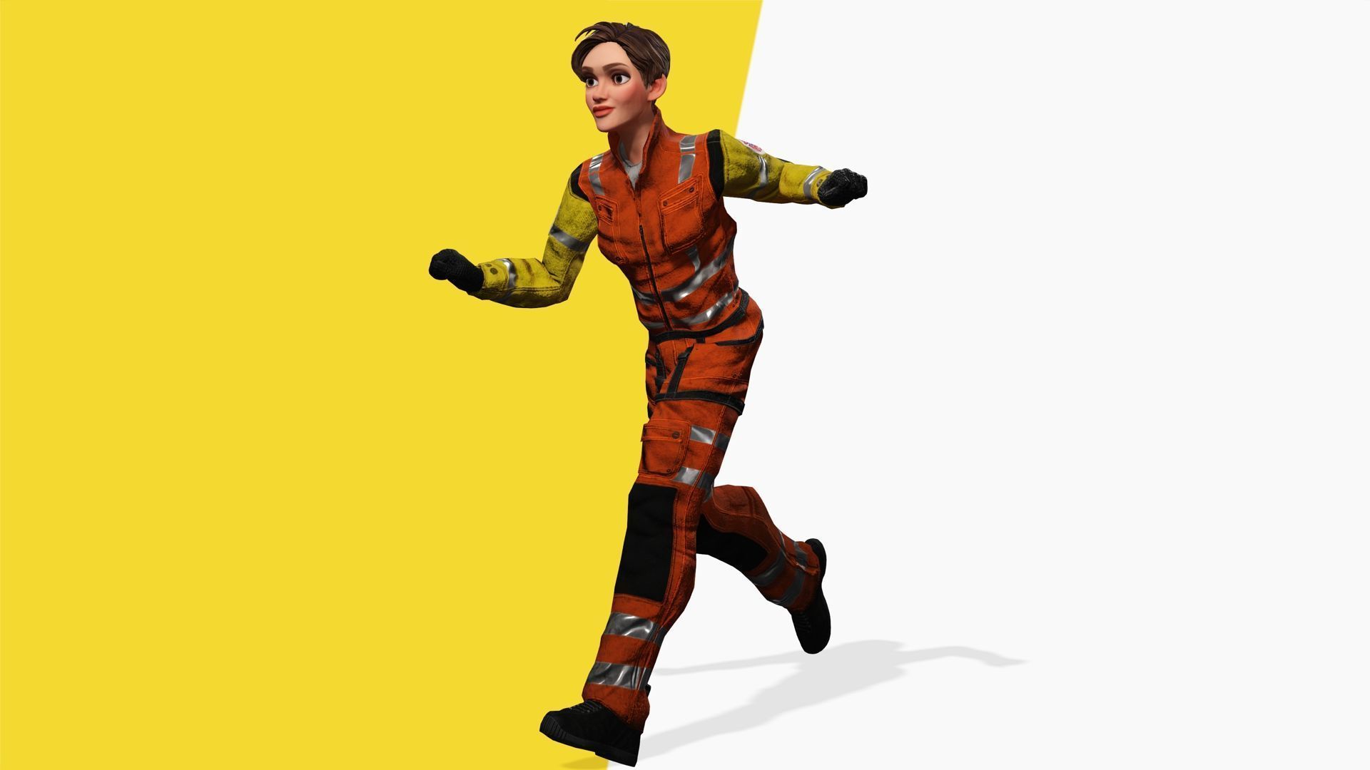 Cartoon Firefighter Character Toon Rescue Low-poly 3D model_25