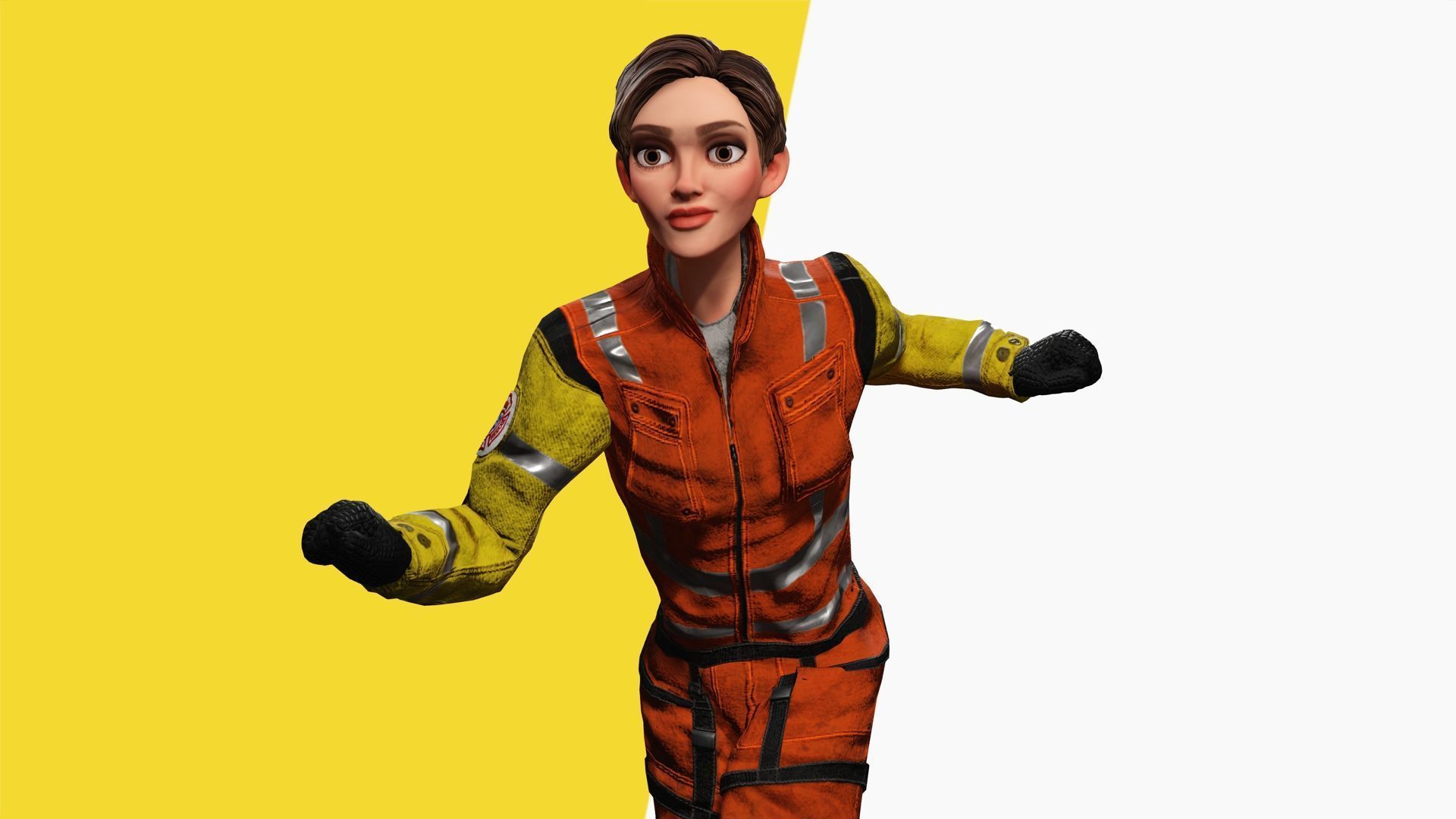 Cartoon Firefighter Character Toon Rescue Low-poly 3D model_8