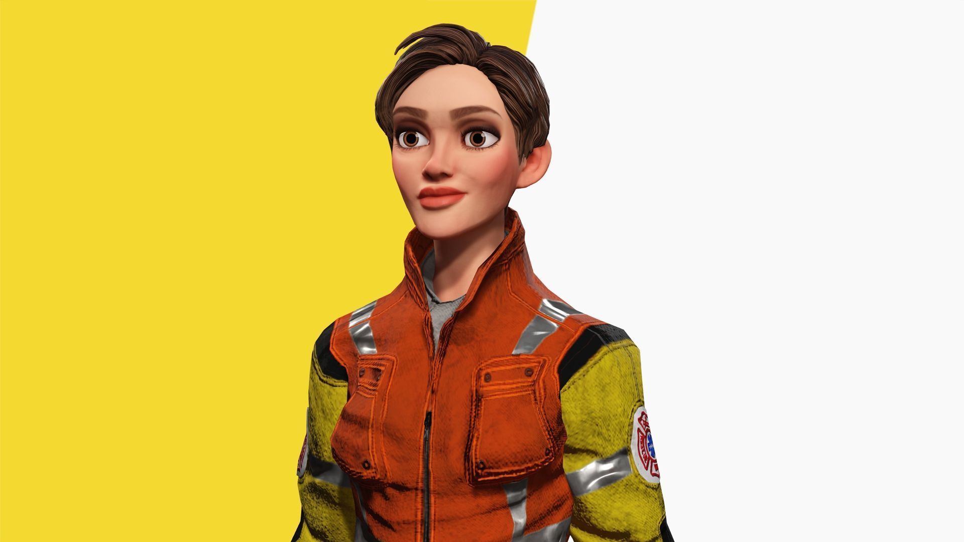 Cartoon Firefighter Character Toon Rescue Low-poly 3D model_6