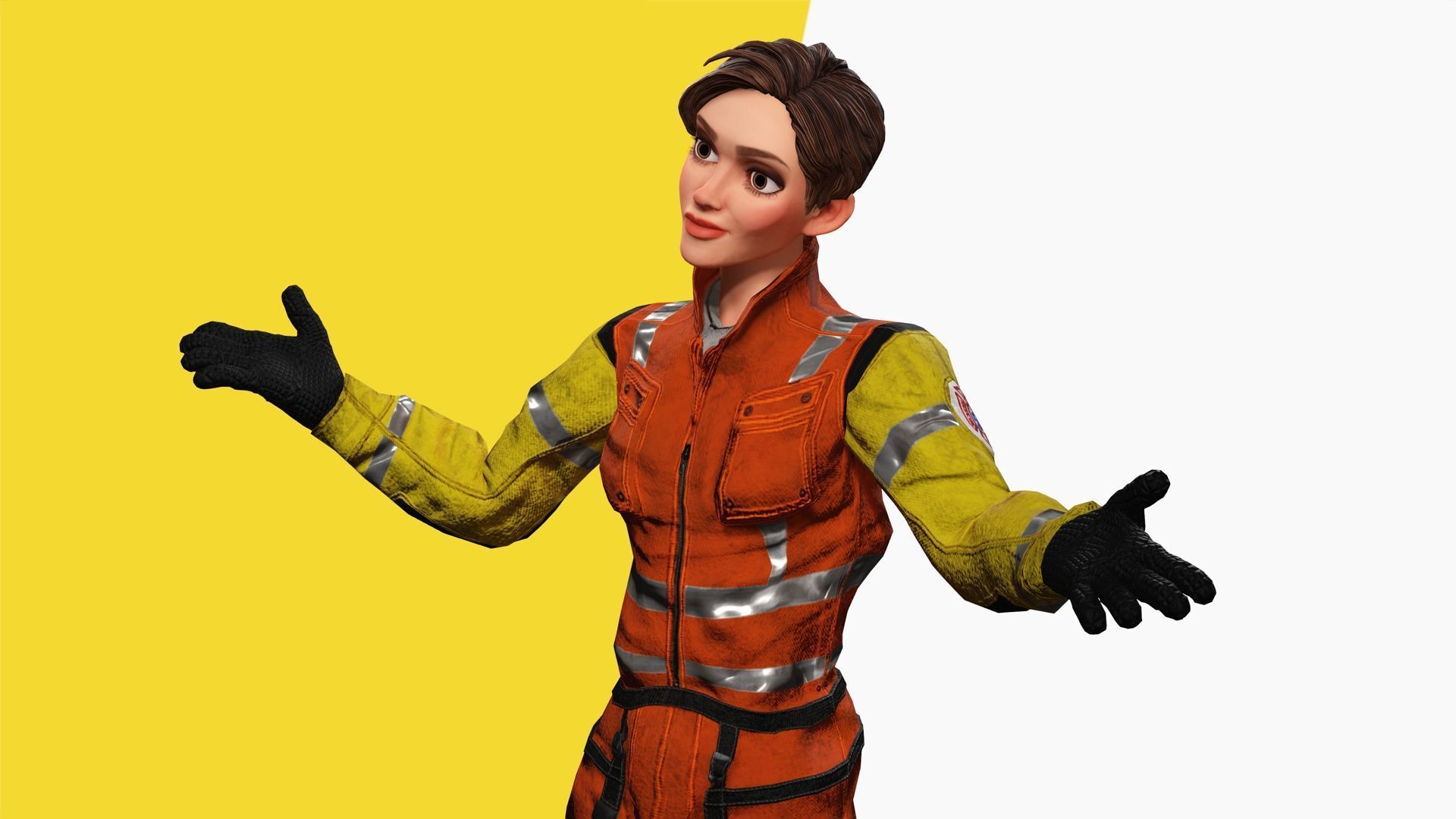 Cartoon Firefighter Character Toon Rescue Low-poly 3D model_22