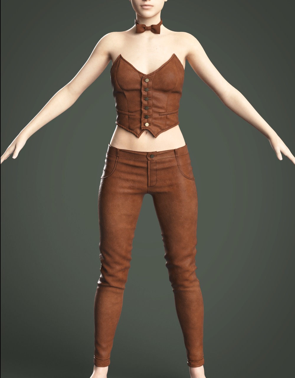 3D model Clothing high-poly Female Leather Costume 3D model_1