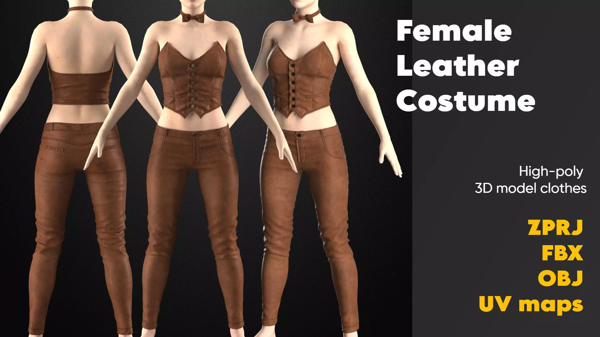 3D model Clothing high-poly Female Leather Costume 3D model_0