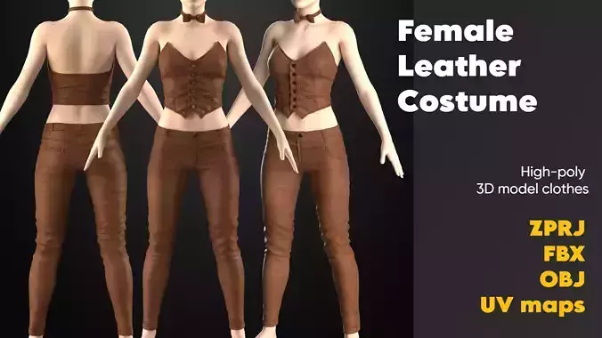 3D model Clothing high-poly Female Leather Costume 3D model
