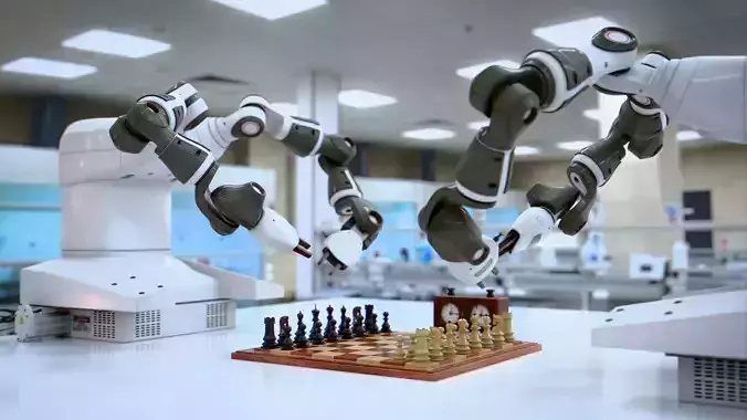Robots playing chess Low-poly 3D model