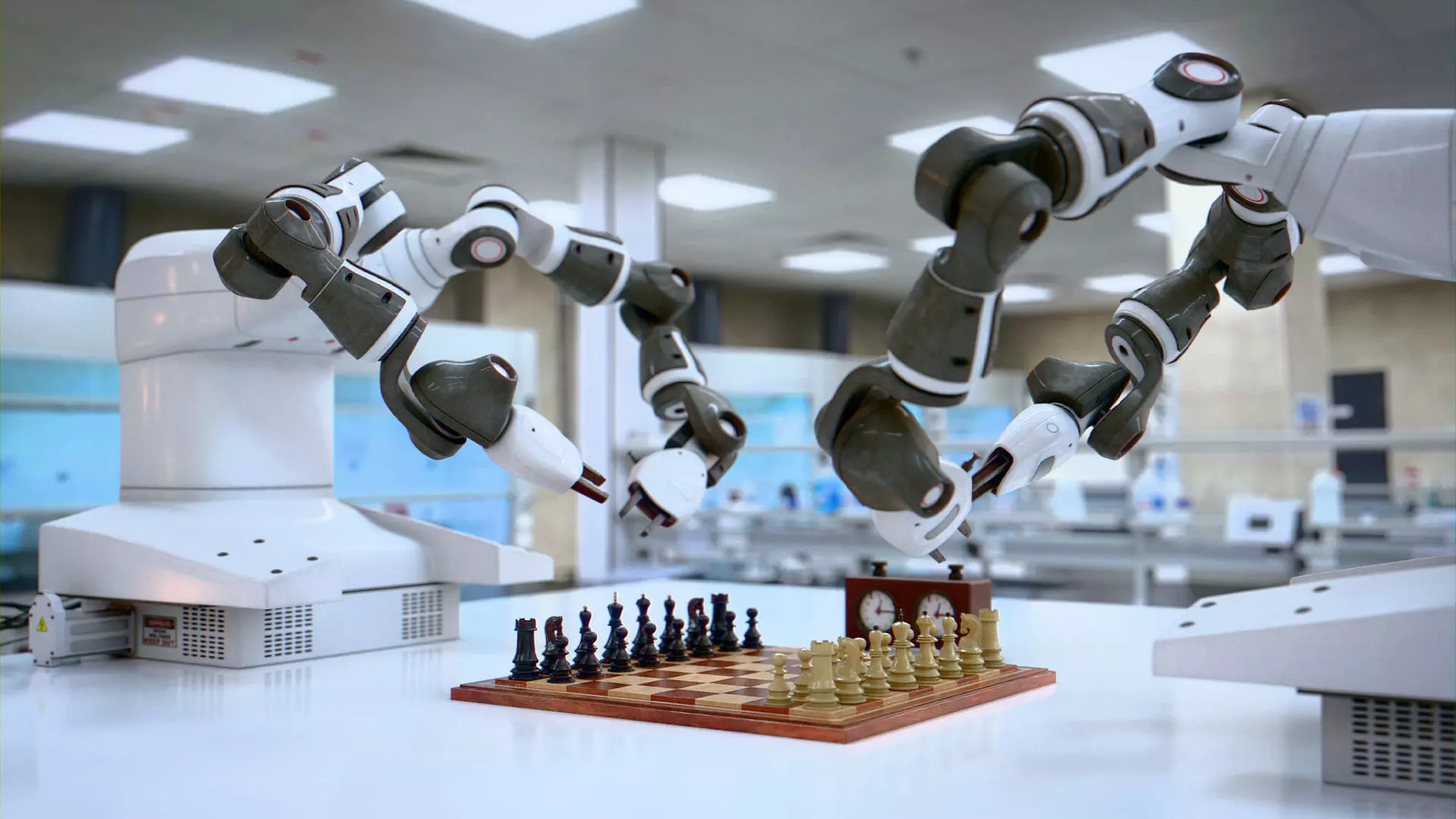 Robots playing chess Low-poly 3D model_0