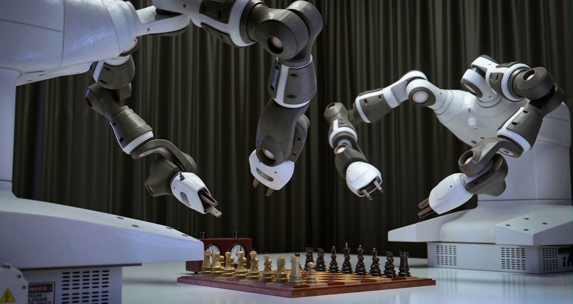Robots playing chess Low-poly 3D model_1