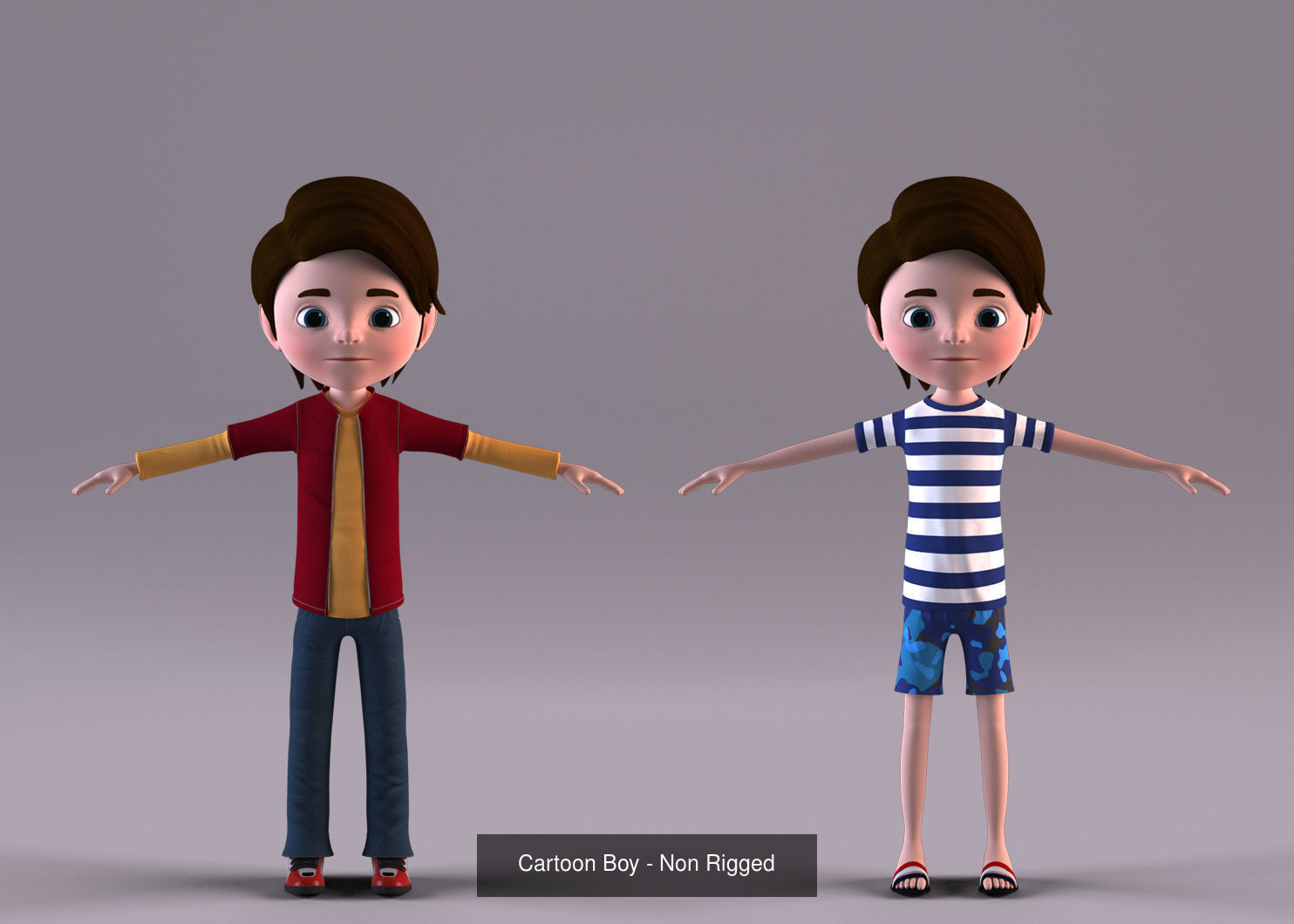 Cartoon Family Pack - 8 Character - No Rig 3D Model Collection_11