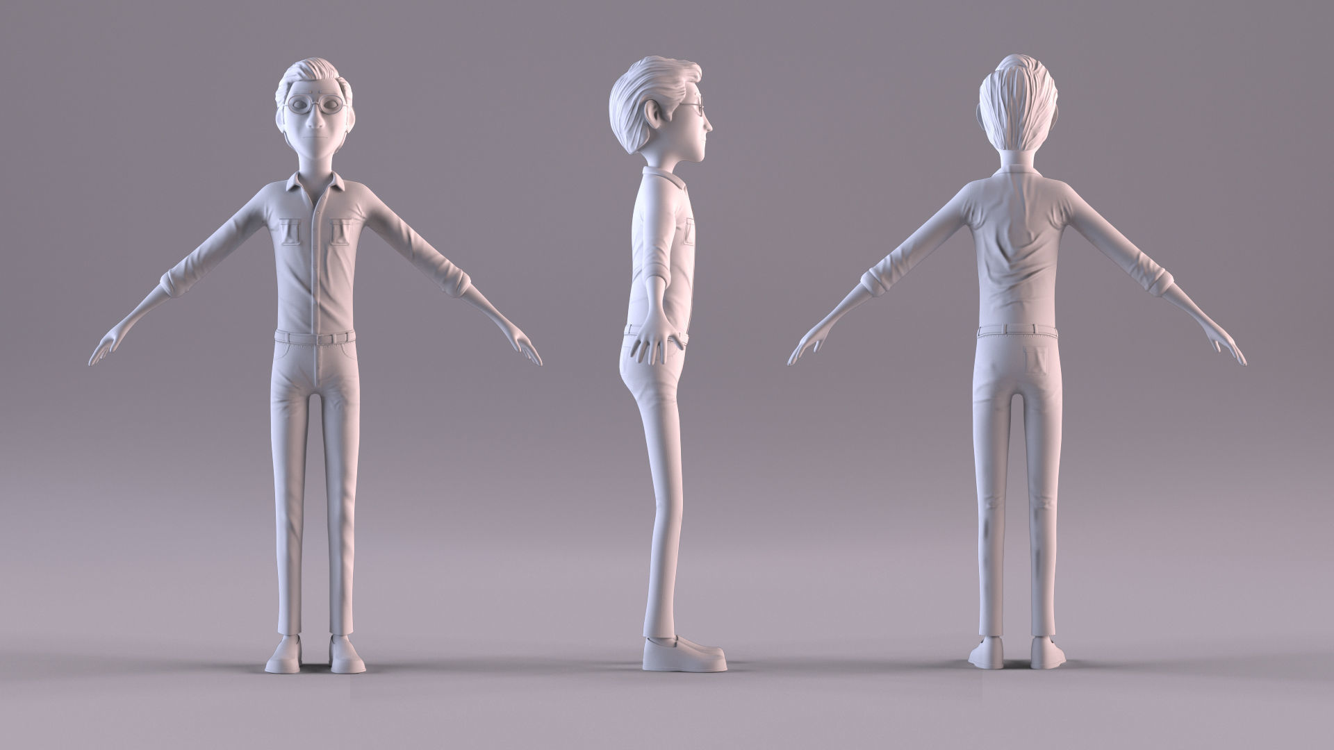 Cartoon Young Man- No Rig Low-poly 3D model_11