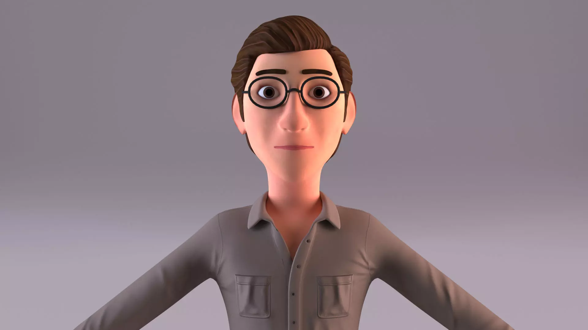 Cartoon Young Man- No Rig Low-poly 3D model_0