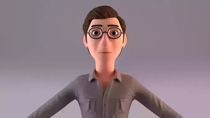 Cartoon Young Man- No Rig Low-poly 3D model