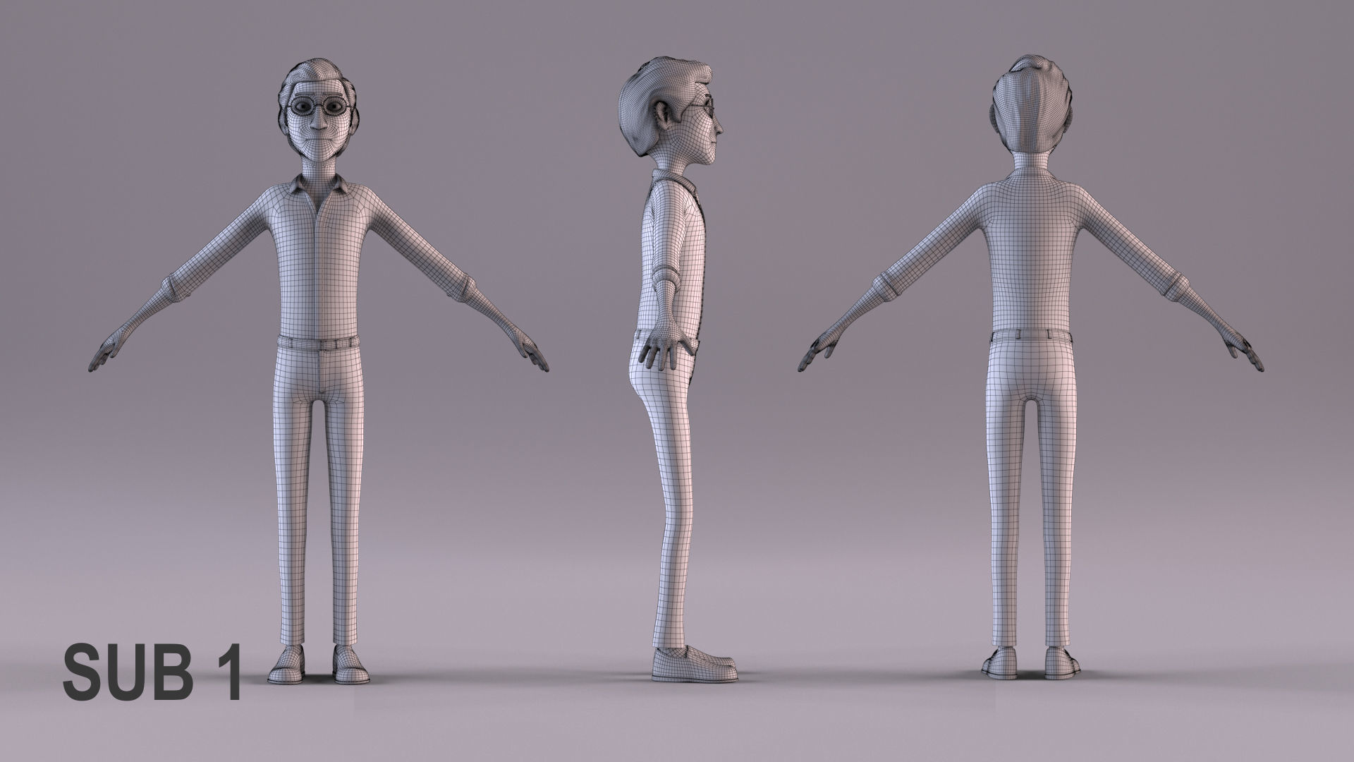 Cartoon Young Man- No Rig Low-poly 3D model_15