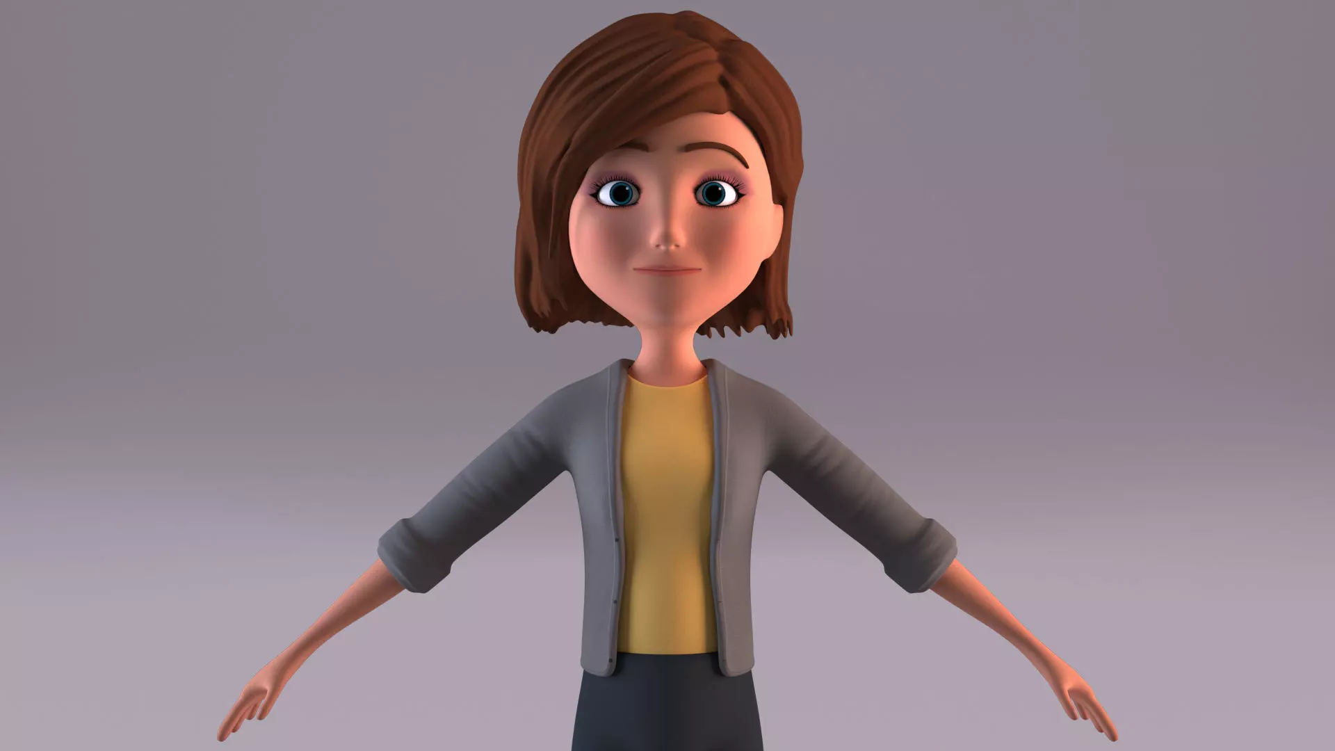 Cartoon Young Woman - No Rig Low-poly 3D model