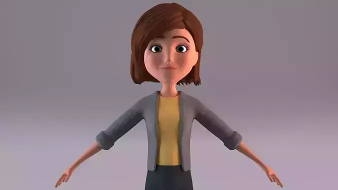 Cartoon Young Woman - No Rig