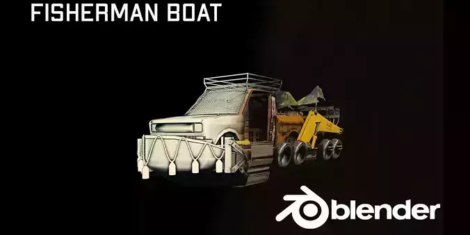 Fisherman Boat For games and movies scifi game-ready Low-poly 3D model