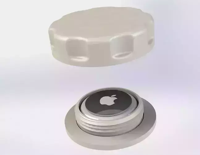 Air Tag holder disguised as filler cap