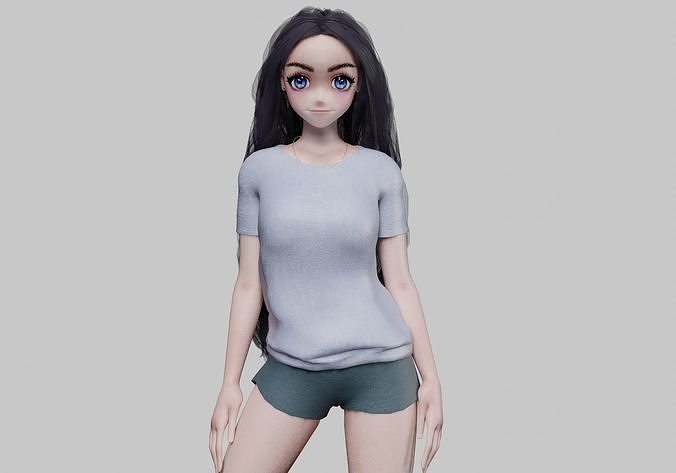 teen anime girl V41647  Low-poly 3D model