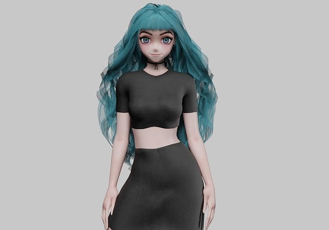 stylized cute girl V40803  Low-poly 3D model