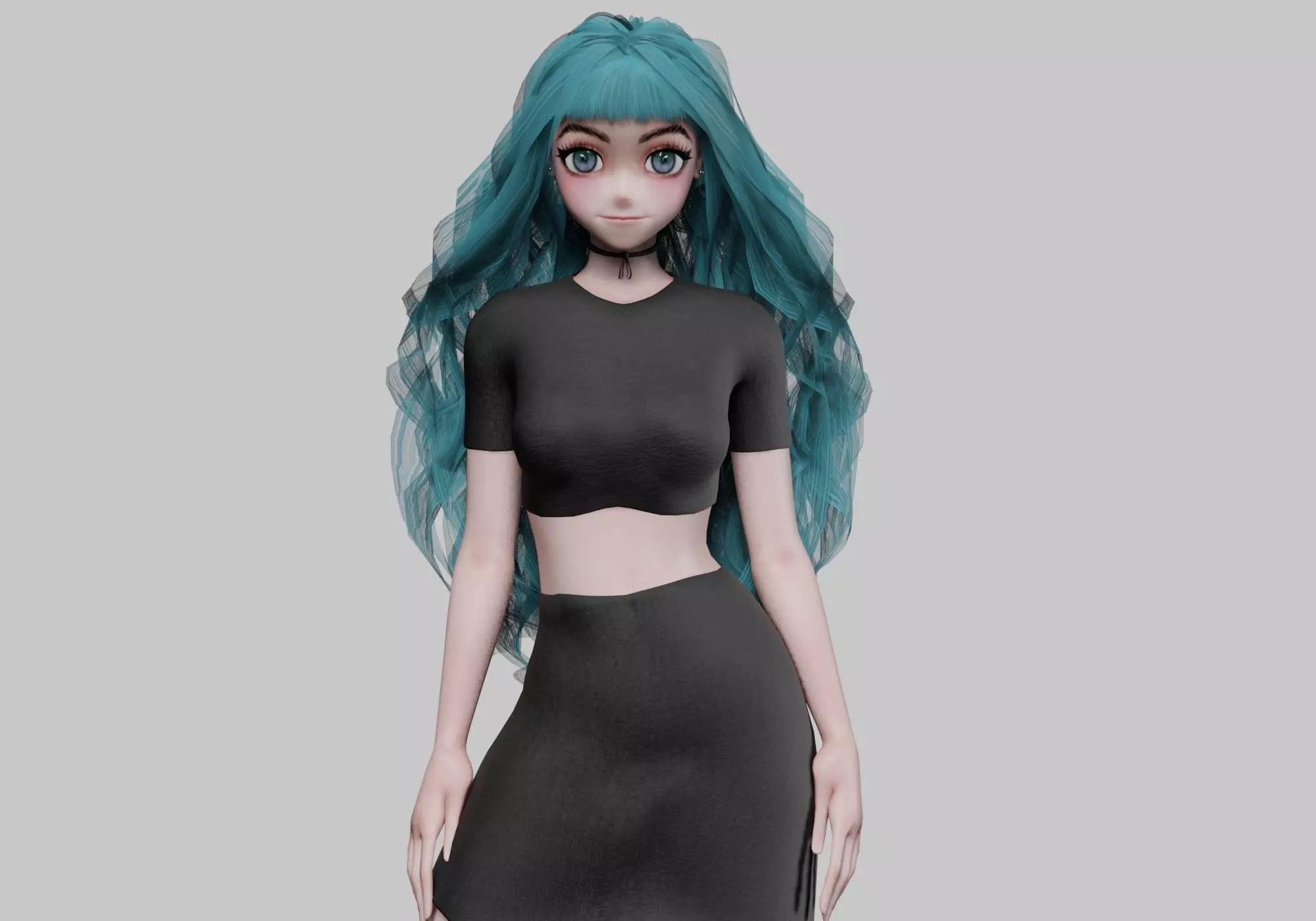 stylized cute girl V40803 Low-poly 3D model