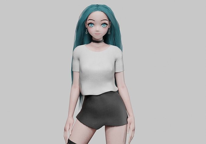 Standard cute girl V35801  Low-poly 3D model