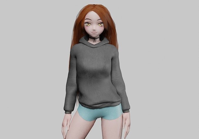 cute teen girl V38719  Low-poly 3D model